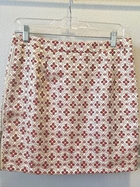 Sisters, size M, red & gold shimmer, side zip skirt